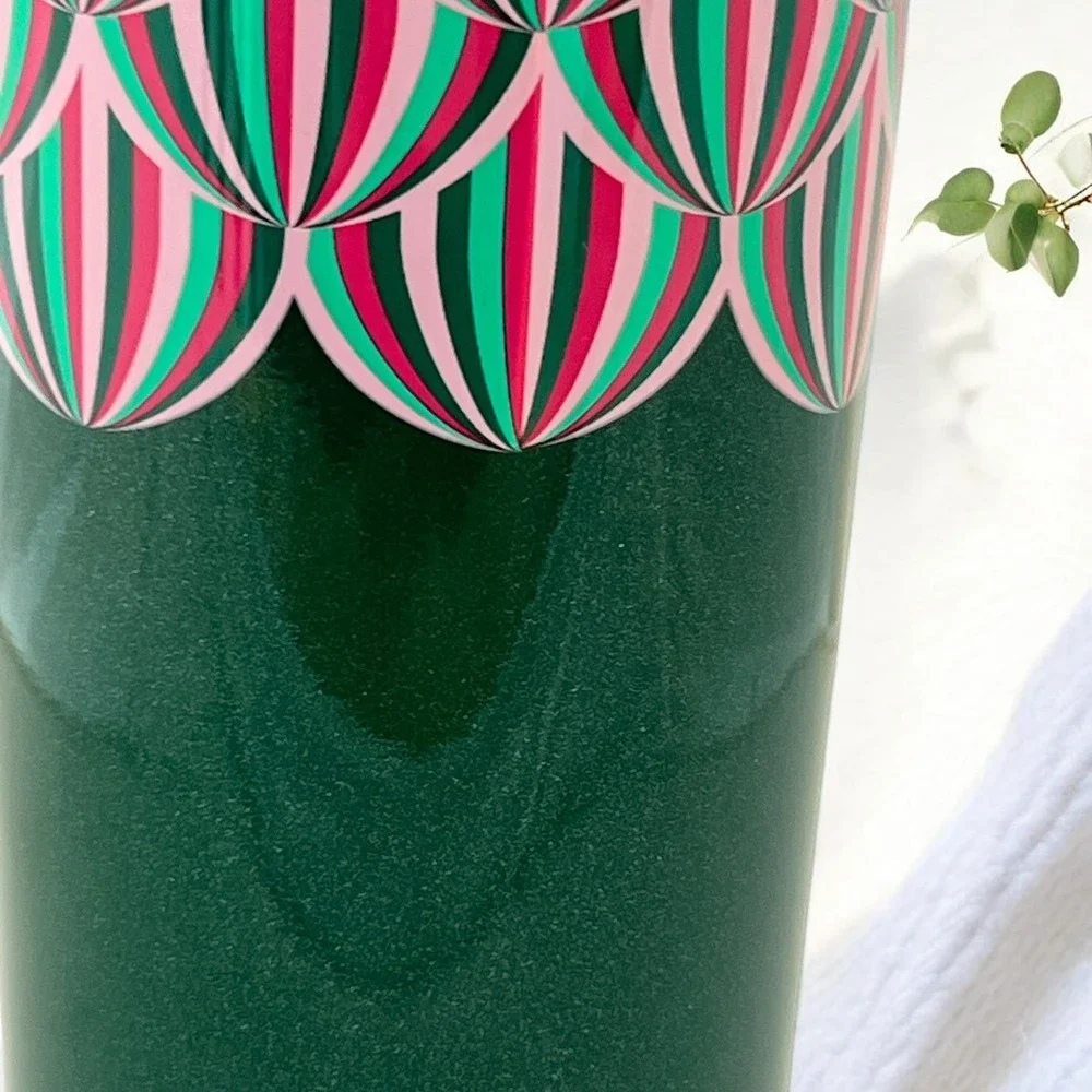 Starbucks 2024 Holiday Green Pink Metallic Tumbler‎ 24 oz Tumbler NWT Glitter
